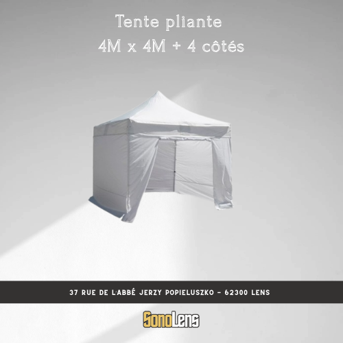 Location tente pliante 4m x 4m + 4 côtés