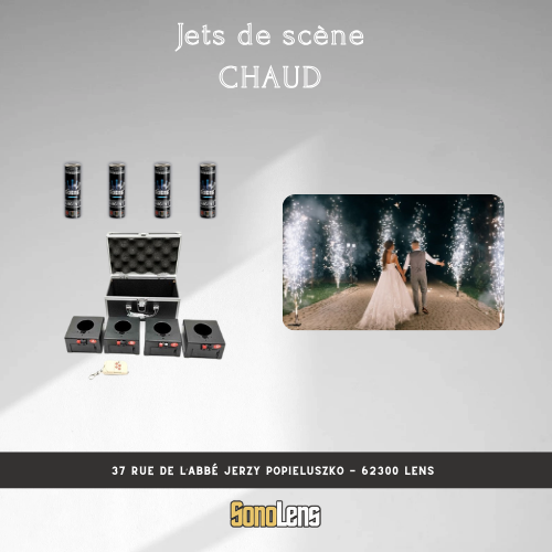 Location 4 bases + 1 télécommande + 4 jet de scène chauds 3m-30s