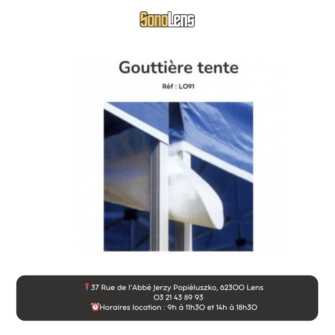 Location gouttière 4m pour tentes pliantes
