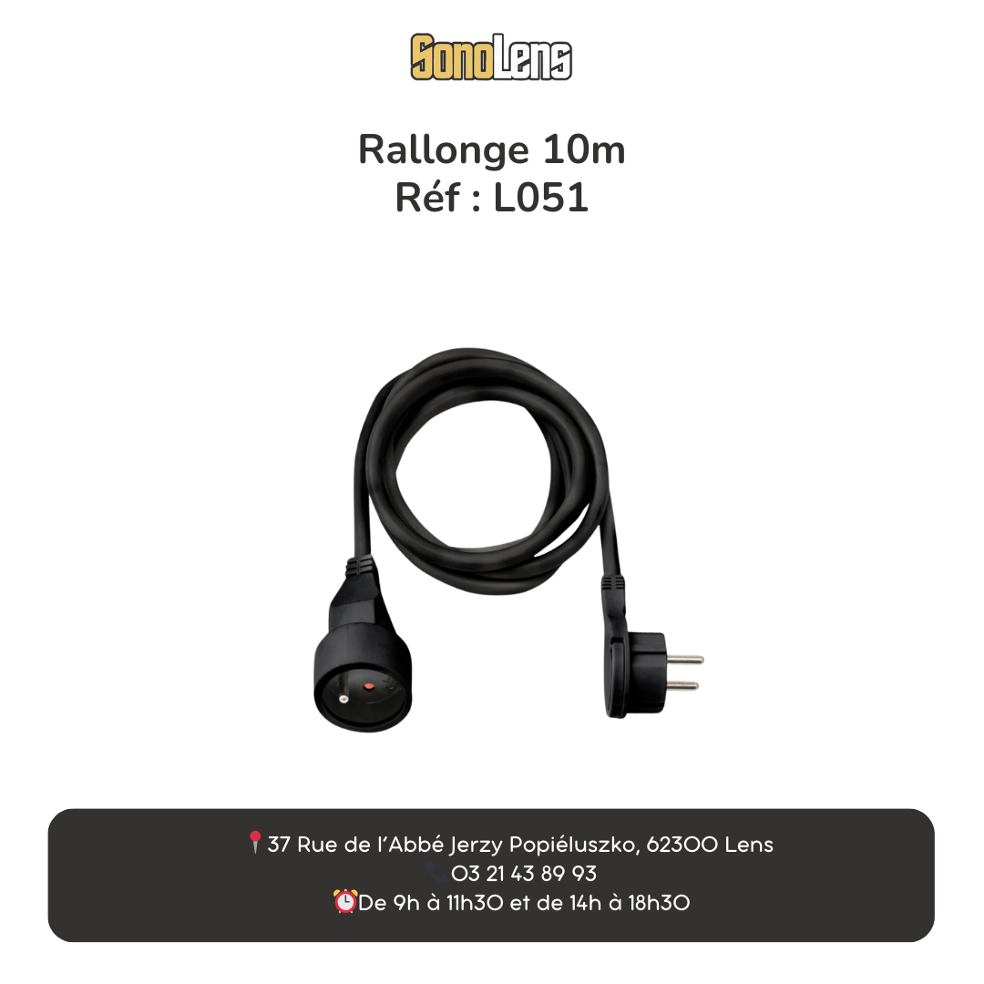 Location rallonge électrique 10 mètres noire