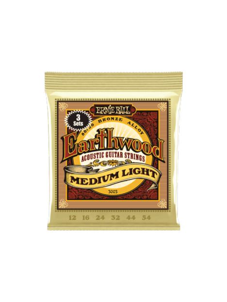 Ernie Ball - Earthwood 80/20 bronze medium light 12-54 - pack de 3 - CEB 3003 