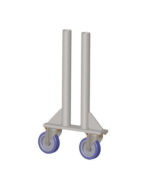 ASD - PIED 2 ROULETTES tube alu 50x3mm + platine & roulettes 125mm. ht plancher 0,50m. - PR050D