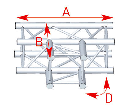 ASD - ASZ33 / Angle 3 départs 90° à plat lg 0m71 x 0m50