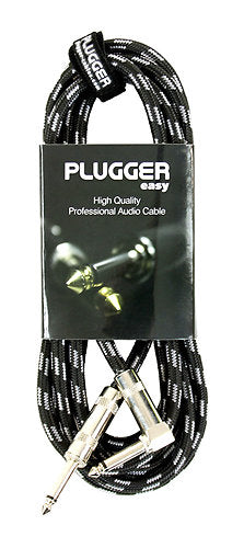 Plugger - Câble Tweed Jack Mâle Mono - Jack Mâle Mono Coudé 3m Easy