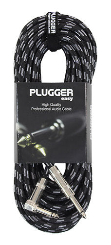 Plugger - Câble Tweed Jack Mâle Mono - Jack Mâle Mono Coudé 10m Easy