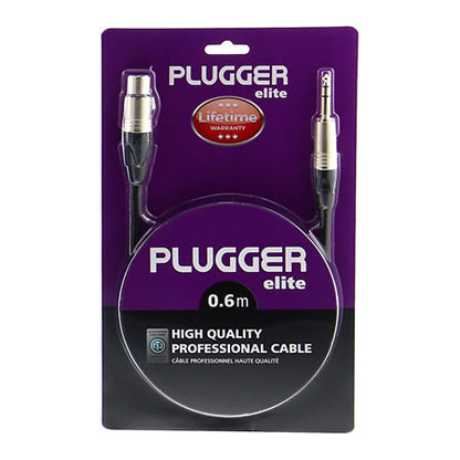 Plugger - Câble XLR Femelle 3b - Jack Mâle Stéréo 0.6m Elite