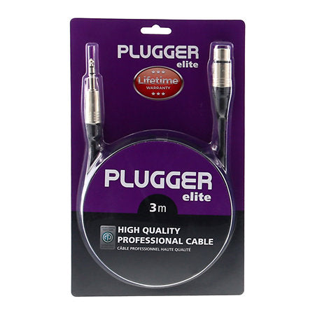 Plugger - Câble XLR Femelle 3b - Jack Mâle Stéréo 3m Elite