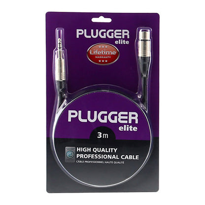 Plugger - Câble XLR Femelle 3b - Jack Mâle Stéréo 3m Elite