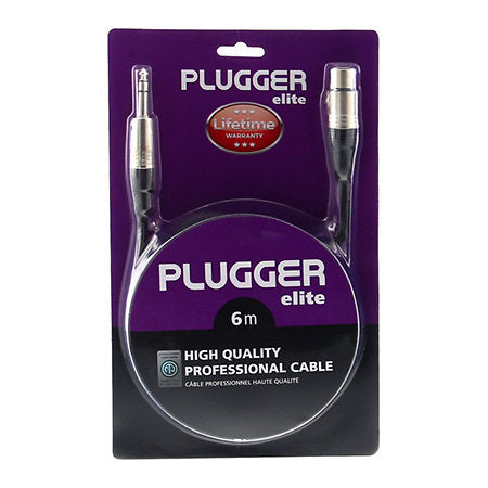 Plugger - Câble XLR Femelle 3b - Jack Mâle Stéréo 6m Elite