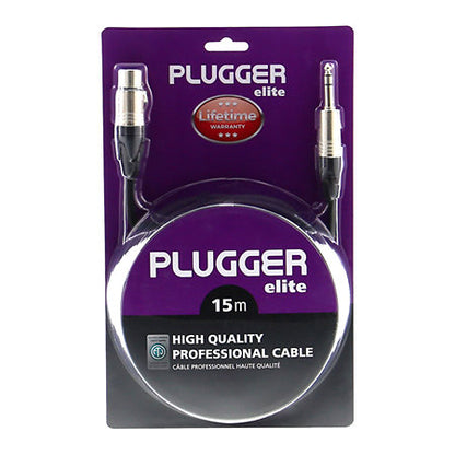 Plugger - Câble XLR Femelle 3b - Jack Mâle Stéréo 15m Elite