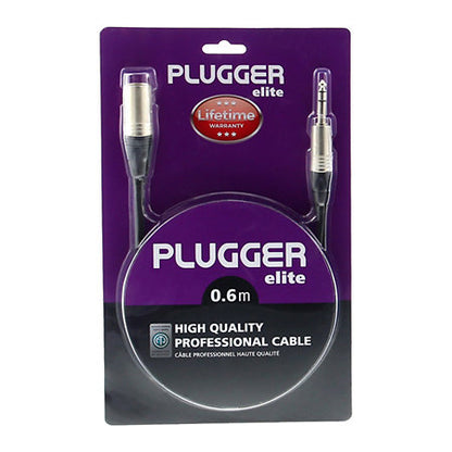 Plugger - Câble XLR mâle 3b - Jack mâle stéréo 0,60m Elite