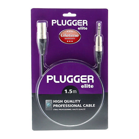 Plugger - Câble XLR mâle 3b - Jack mâle stéréo 1,50m Elite