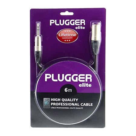 Plugger - Câble XLR mâle 3b - Jack mâle stéréo 6m Elite