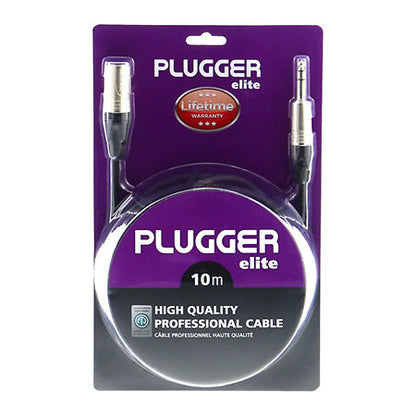 Plugger - Câble XLR mâle 3b - Jack mâle stéréo 10m Elite