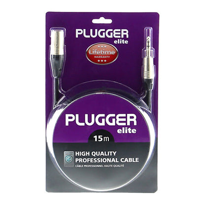 Plugger - Câble XLR mâle 3b - Jack mâle stéréo 15m Elite