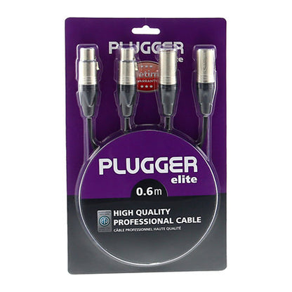 Plugger - Câble Bretelle XLR Femelle 3b - XLR Mâle 3b 0.60m Elite