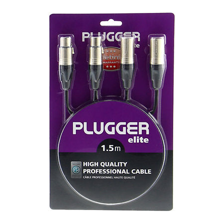 Plugger - Câble Bretelle XLR Femelle 3b - XLR Mâle 3b 1.50m Elite