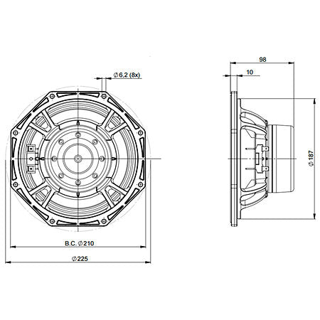 B&C Speakers - 8NDL64 16 Ohm Speaker