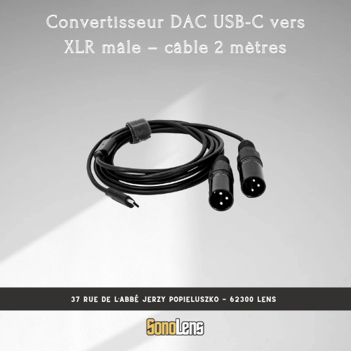 Location de convertisseur DAC USB-C vers XLR mâle – câble 2 mètres