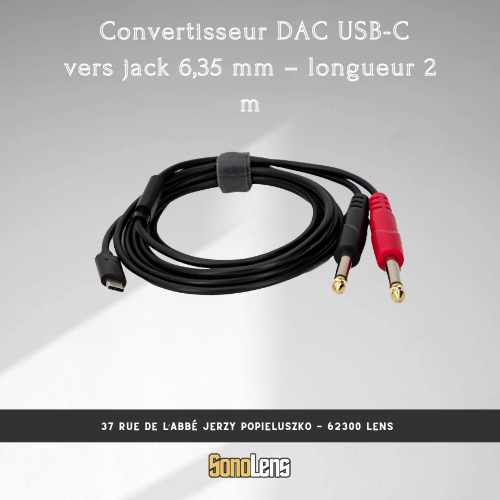 Location de convertisseur DAC USB-C vers jack 6,35 mm – longueur 2 m