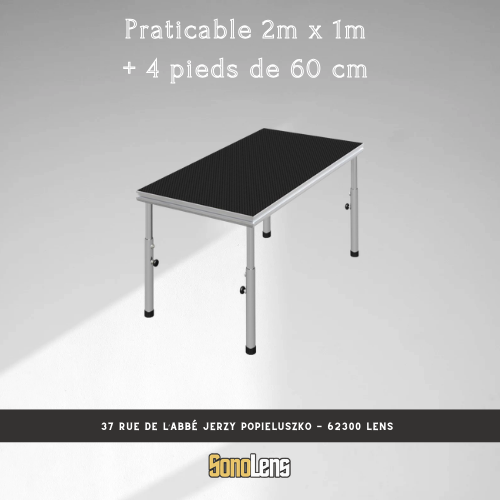 Location praticable 2m x 1m + Pieds de 60cm