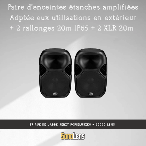 Paire d'enceintes échanges amplifiées (adaptée pour l'extérieur)