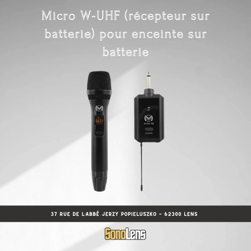 Location Micro W-UHF (récepteur sur batterie) pour enceinte sur batterie