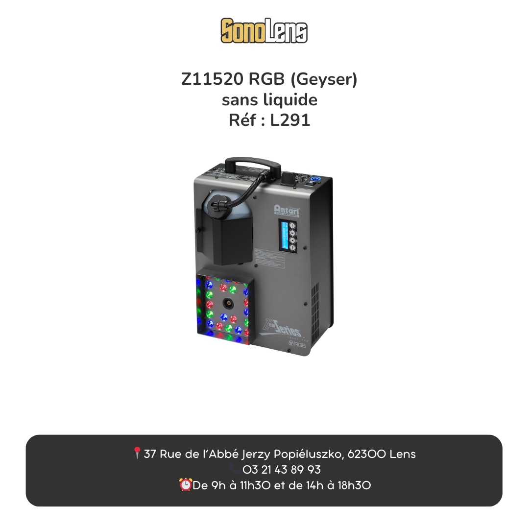Location Machine à Fumée type Geyser Z1520 RGB(LED) + 1L liquide effet CO2