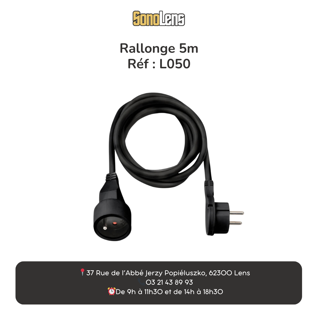 Location rallonge électrique 5 mètres noire