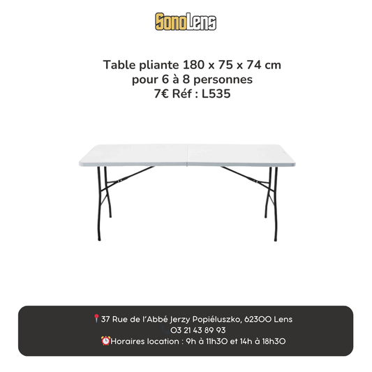 Location table pliante 6/8 personnes