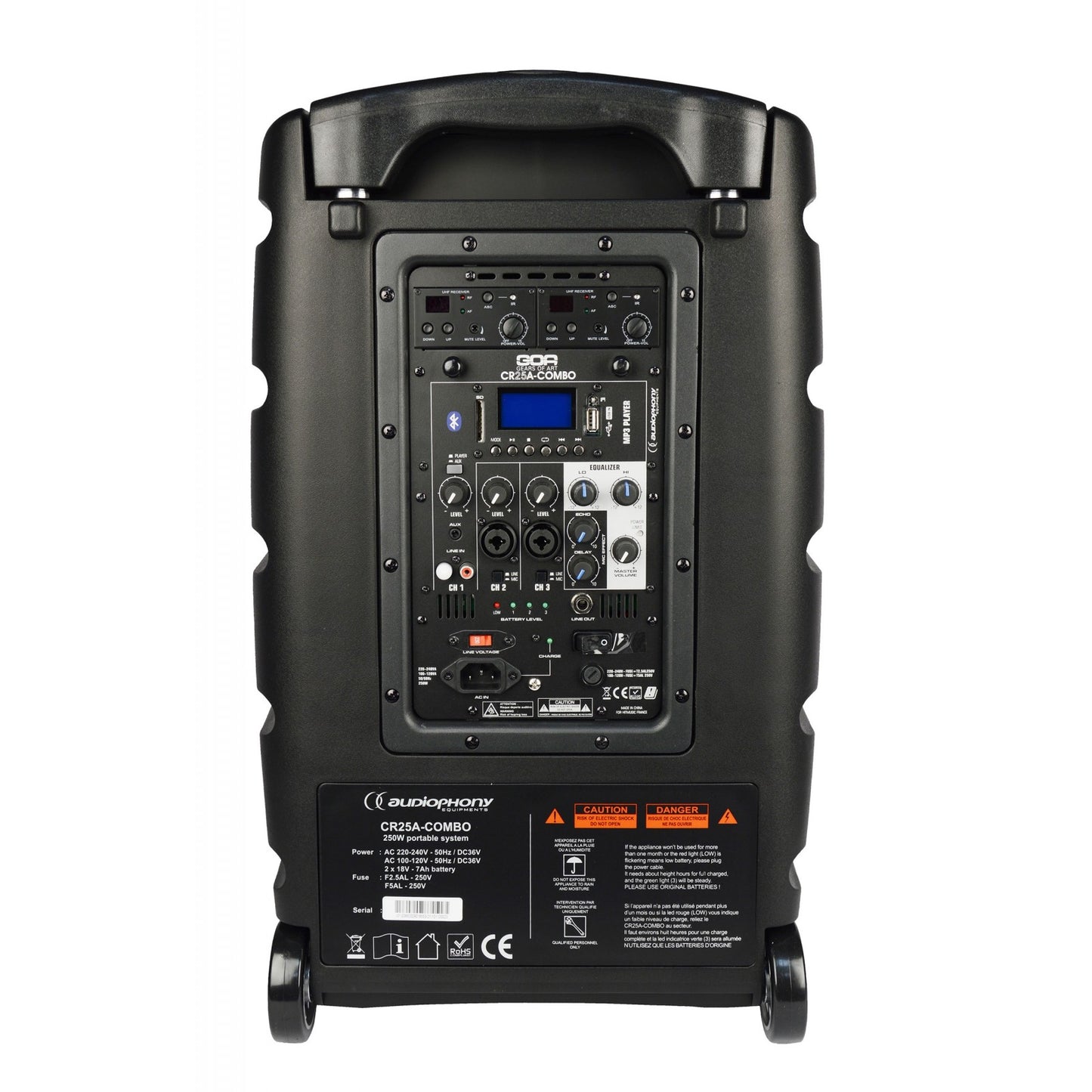 Location CR25A - Sono portable 250W RMS sur batterie + 2 micros HF
