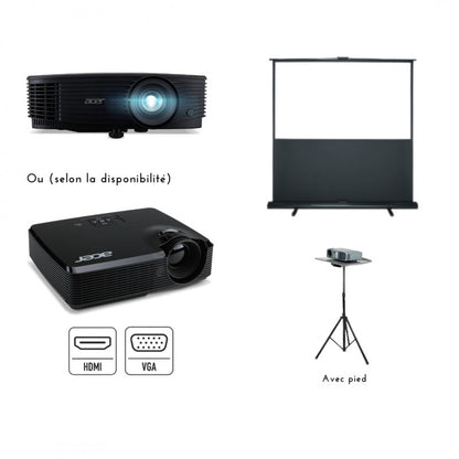 Location pack vidéo – 3000 lumens avec écran 2 x 2 m